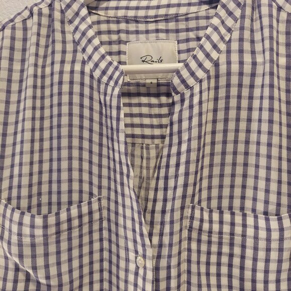 RAILS Blue & White Gingham Check Short Sleeve Button Down - Picture 3 of 10